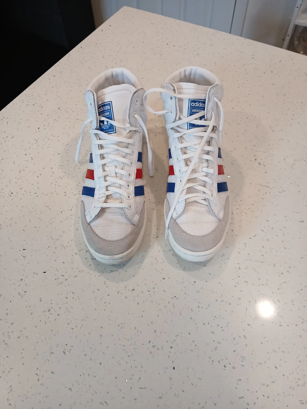 Size 11 - Adidas Americana High White Royal Scarlet